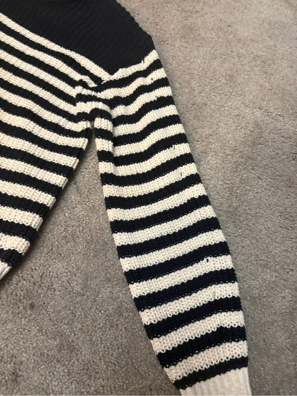 J. Crew Navy and White Striped Knit Sweater